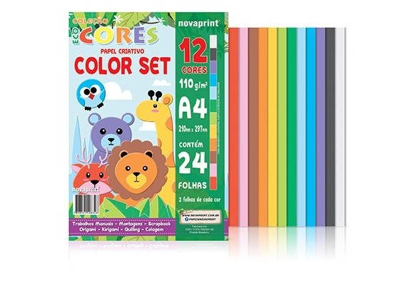 BLOCO ECOCORES COLOR SET 12 CORES A4 21X29,7 CM 24FLS