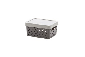CESTO ORGANIZADOR C/ TAMPA 19X14X10 QUADRATTA CINZA