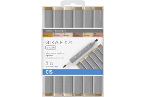 MARCADOR CIS GRAF DUO BRUSH EST COM 6 CORES TONS DE PELE