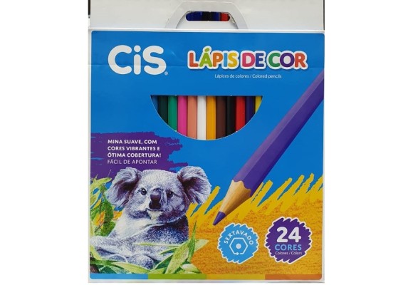 LAPIS DE COR COLORCIS PLASTIC SEXTAVADO COM 24 CORES