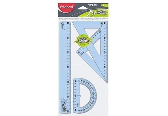 KIT MAPED STUDY UNBREAKABLE 1 REGUA 30CM  2 ESQUADROS 60 E 45  1 TRANSFERIDOR 1